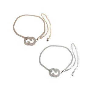 Women’s Rhinestone Chain Belt w/ Double C Style Buckle NWT